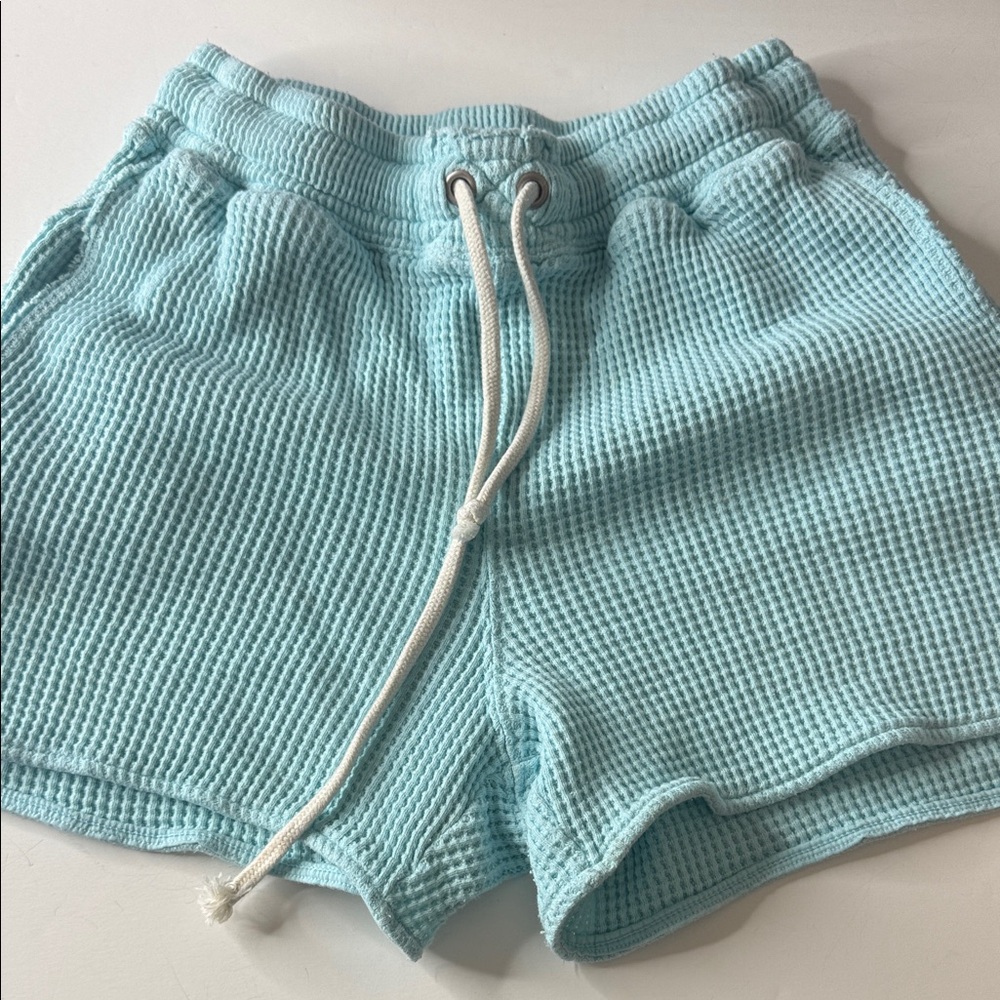 Aerie LumberJane Waffle Knit Shorts Turquoise Blue XS